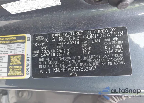 2016 Kia Sportage Lx from USA, damaged, VIN KNDPB3AC4G7852467